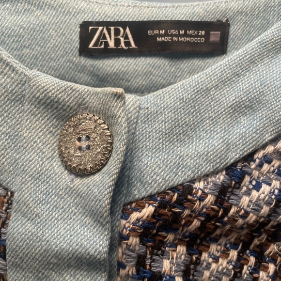 Zara Combination Textured Denim top - Picture 9 of 9